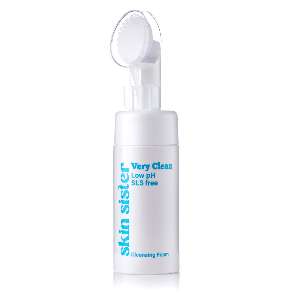 Hybrid Cleanser, gentle cleanser ingredients matched with a silicone application brush to deep clean pores. Front view.