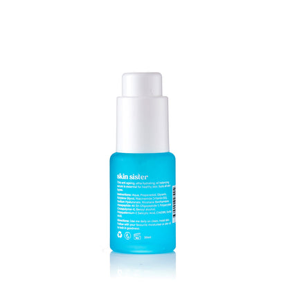 Hydrating and anti-ageing serum, hyaluronic acid, niacinamide and peptide. Back view